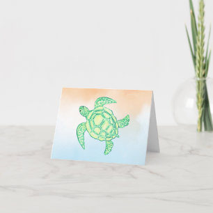 Tarjeta de nota de tortuga marina