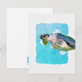 Tarjeta de nota de tortuga marina para cualquier o