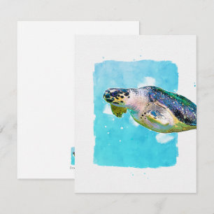 Tarjeta de nota de tortuga marina para cualquier o