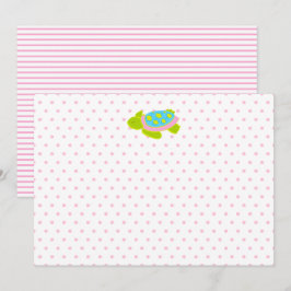 Tarjeta de nota de tortuga marina rosa Stationery