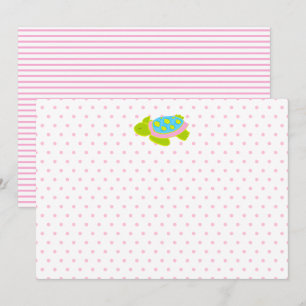 Tarjeta de nota de tortuga marina rosa Stationery