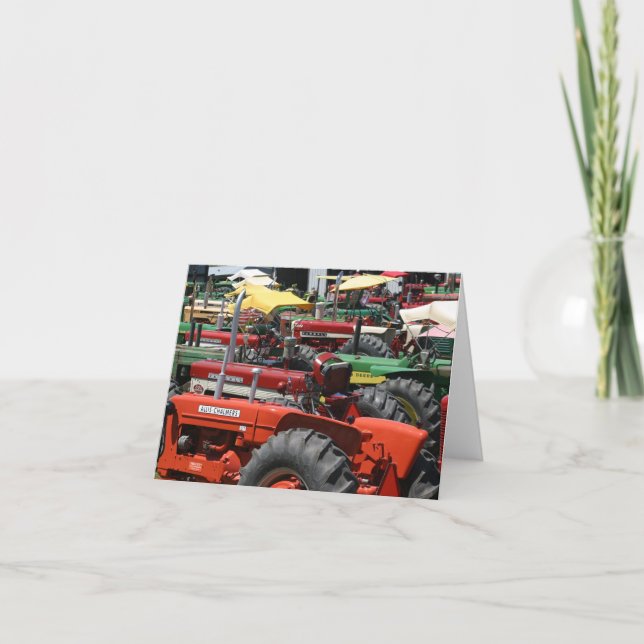 Tarjeta de nota de tractores antiguos: muchos trac (Anverso)