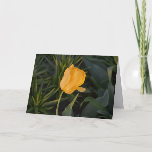 Tarjeta de nota de tulipán dorado único (Anverso)