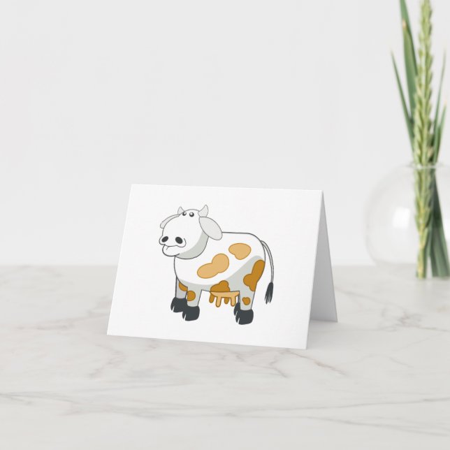 Tarjeta de nota de vaca lechera de dibujos animado (Anverso)