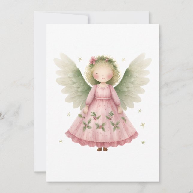 Tarjeta de nota de vacaciones Adorable Angel Blank (Anverso)