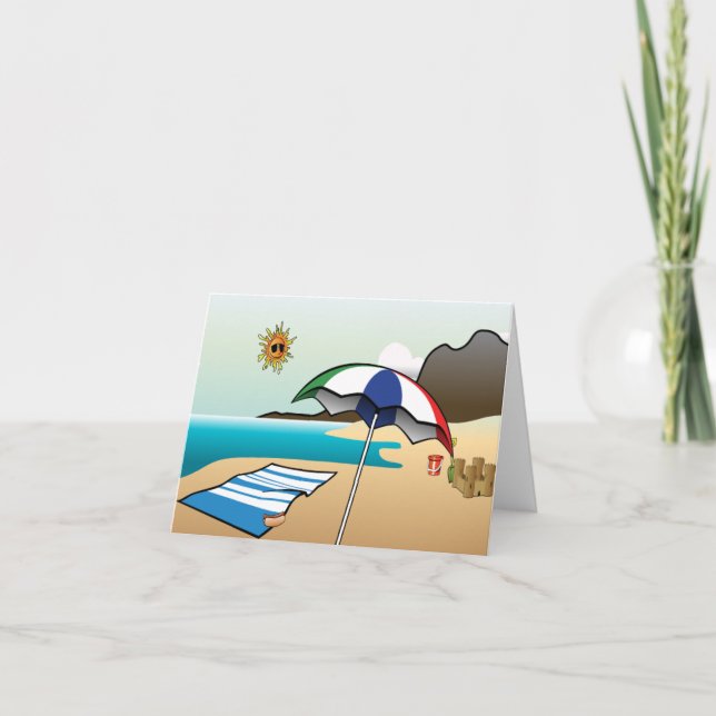 Tarjeta de nota de vacaciones de playa (Anverso)