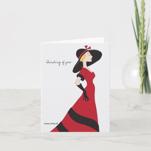 Tarjeta de nota de vestimenta clásica Lady Red (Anverso)