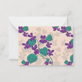 Tarjeta de nota de violetas de primavera silvestre
