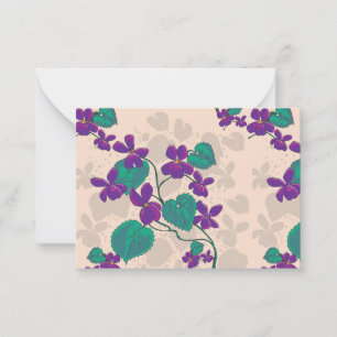 Tarjeta de nota de violetas de primavera silvestre