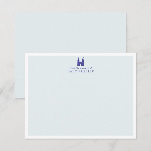 Tarjeta de nota de vivero Castillo Baby Blue (Anverso / Reverso)