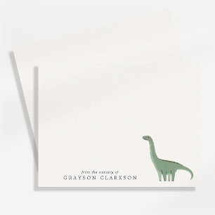 Tarjeta de nota de vivero de dinosaurio verde mini