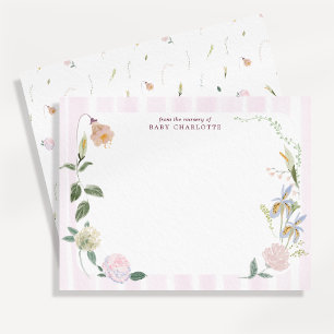 Tarjeta de nota de vivero floral caprichoso