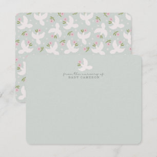 Tarjeta de nota de vivero floral paloma verde suav