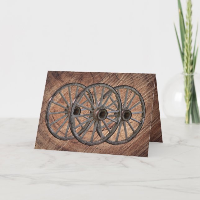 Tarjeta de nota de volante de vagón de madera de é (Anverso)