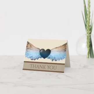 Tarjeta de nota de Watercolor Angel Wings & Heart