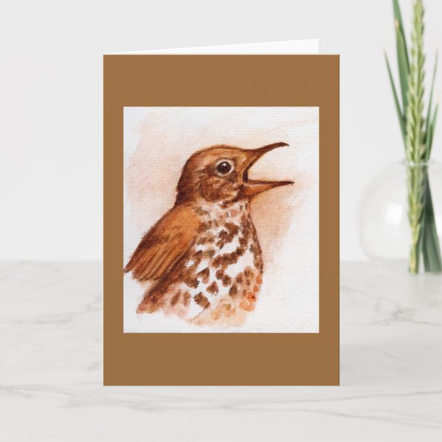 Tarjeta de nota de Wood Thrush-bird (Anverso)