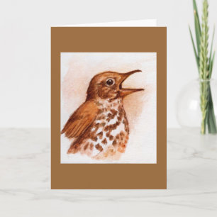 Tarjeta de nota de Wood Thrush-bird