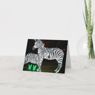 Tarjeta de nota de zebra de arte de la linterna ch