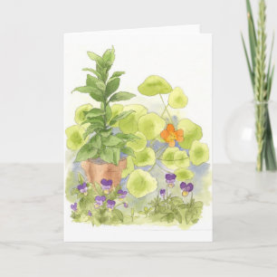 Tarjeta de nota del arte de la flor de la acuarela