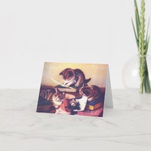 Tarjeta de nota del autor del gato del escritor