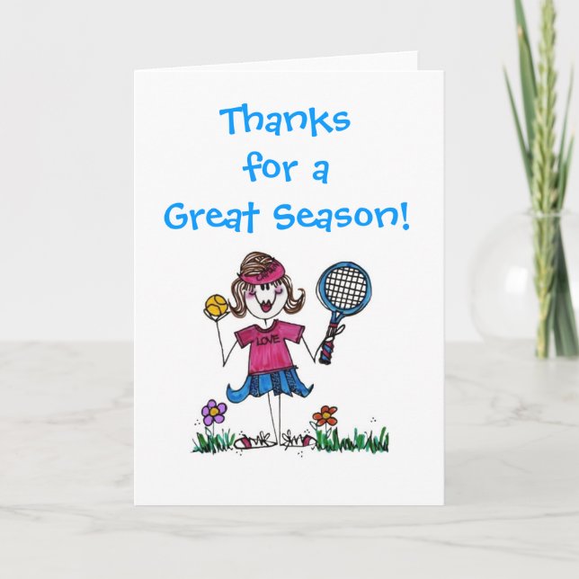 Tarjeta de nota del chica del tenis del palillo (Anverso)