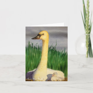 Tarjeta de nota del cisne y del pollo del cisne