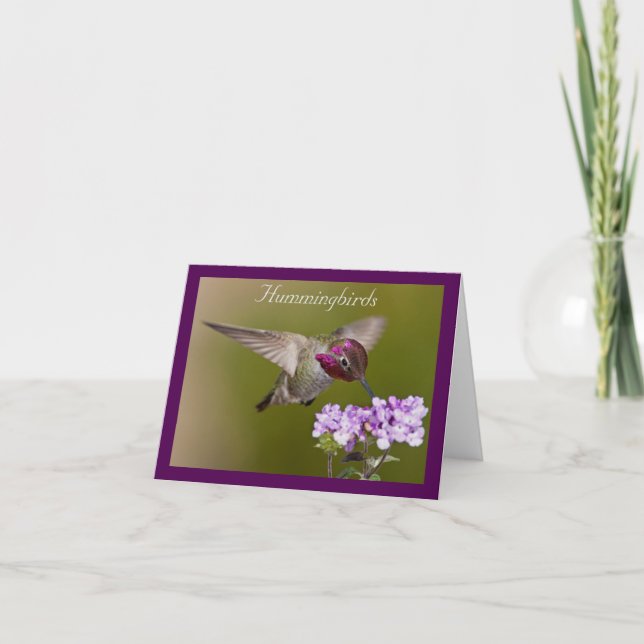 Tarjeta de nota del colibrí en vuelo (Anverso)