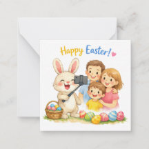 “Tarjeta de nota del conejo de Pascua feliz – Fami