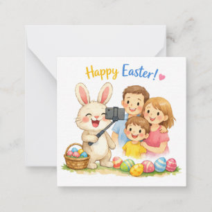“Tarjeta de nota del conejo de Pascua feliz – Fami