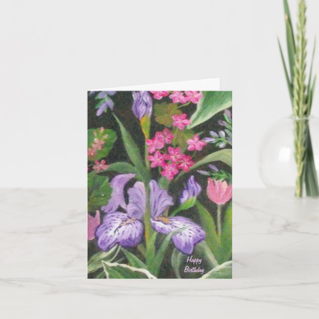 Tarjeta de nota del cumpleaños del jardín del iris (Anverso)