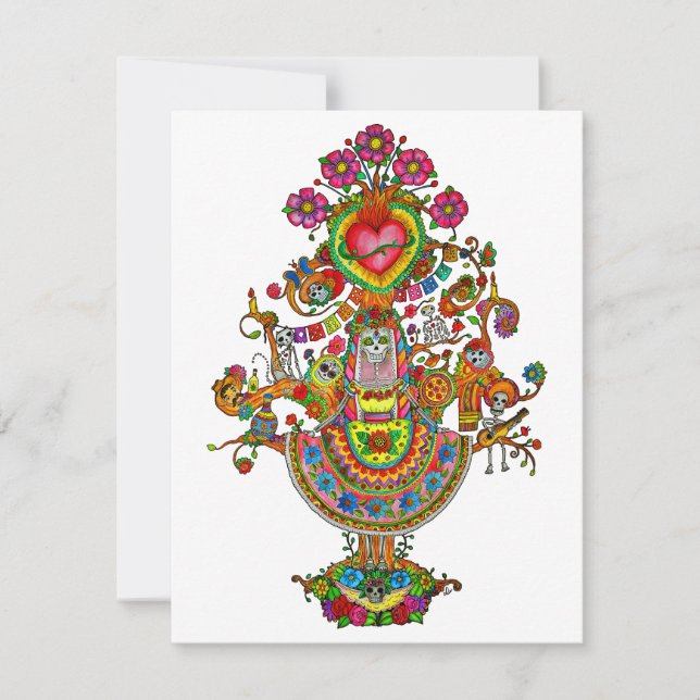 Tarjeta de nota del Día de los Muertos en México (Anverso)