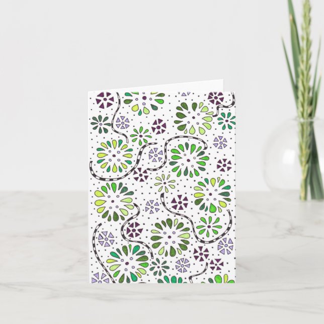 Tarjeta de nota del doodle de la flor (Anverso)