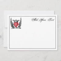 Tarjeta de nota del Escudo Heraldic Heart Wings Co