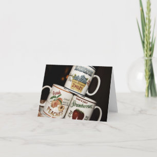 Tarjeta de nota del espacio en blanco de la taza