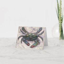 Tarjeta de nota del espacio en blanco del cangrejo