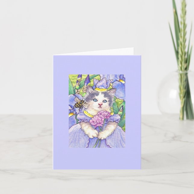 Tarjeta de nota del espacio en blanco del gatito (Anverso)