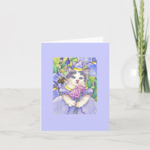 Tarjeta de nota del espacio en blanco del gatito