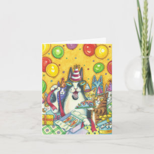 TARJETA de NOTA del FELIZ CUMPLEAÑOS de los gatos