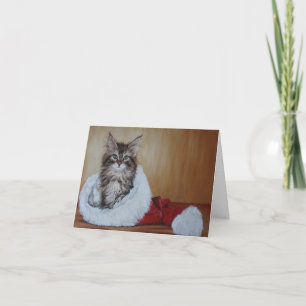 Tarjeta de nota del gatito del navidad