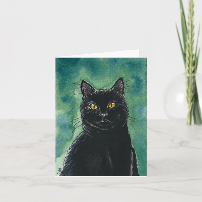 Tarjeta de nota del gato negro (Anverso)