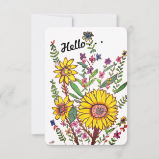 Tarjeta de nota del girasol