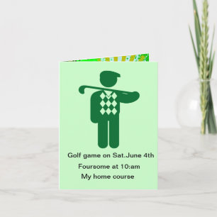 Tarjeta de nota del golf