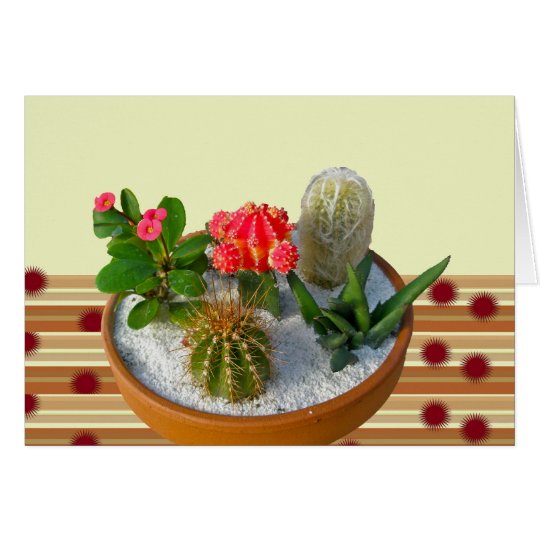 Tarjeta de nota del jardín del plato del cactus