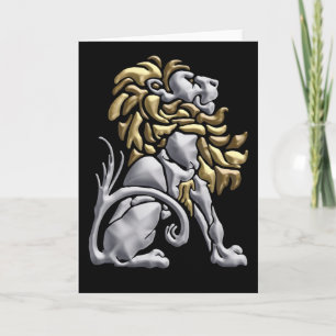 Tarjeta de nota del león del art déco - plata y