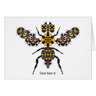 Tarjeta de nota del modelo del edredón de la abeja