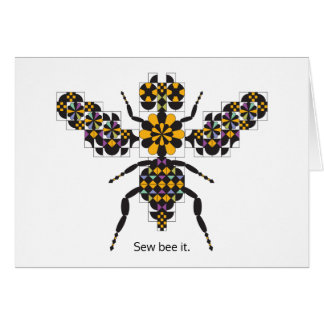 Tarjeta de nota del modelo del edredón de la abeja