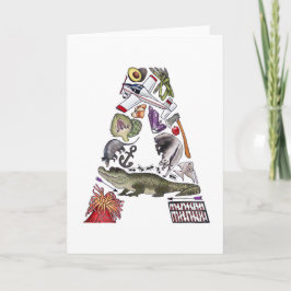 Tarjeta de nota del monograma "A"