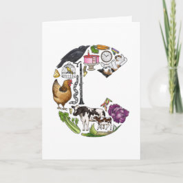 Tarjeta de nota del monograma "C"