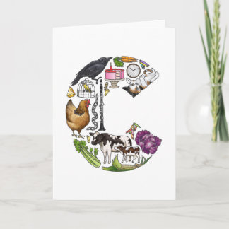 Tarjeta de nota del monograma "C"