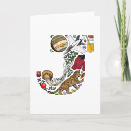 Tarjeta de nota del monograma "J"